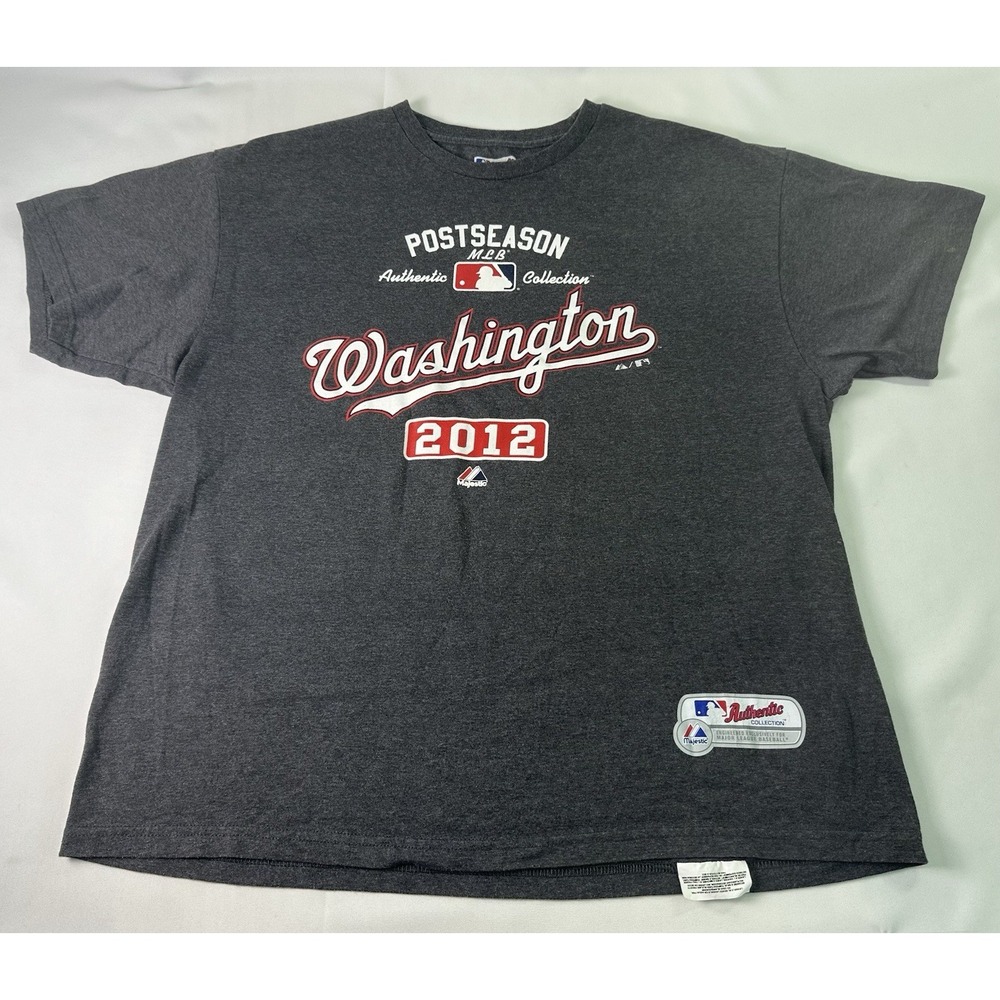 Washington Nationals Post Season 2012 T-Shirt XL Gray Mens MLB Baseball Majestic